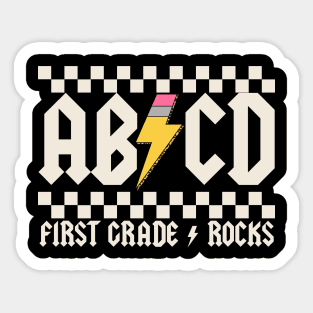 Abcd First Grade Rocks Pencil Lightning Sticker